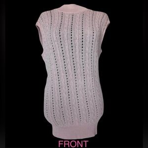 Vintage Courreges Women’s Pink Rayon Knit Sweater Vest Size  Large Vneck On Back